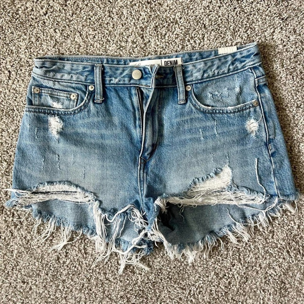 Lovers + Friends Blue Distressed Jean Shorts 28
